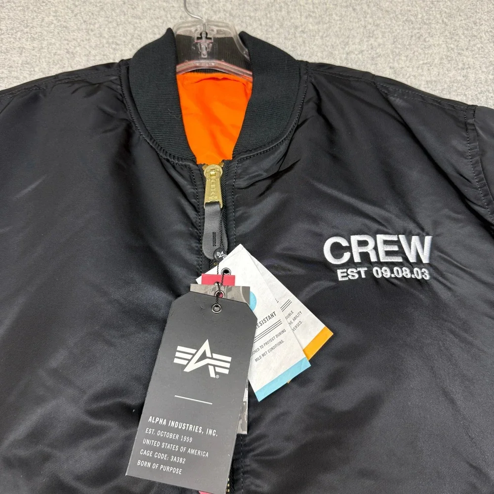 Alpha Industries MA-1 Flight Jacket Large Black Crew Bomber MJM21000C1 NWT